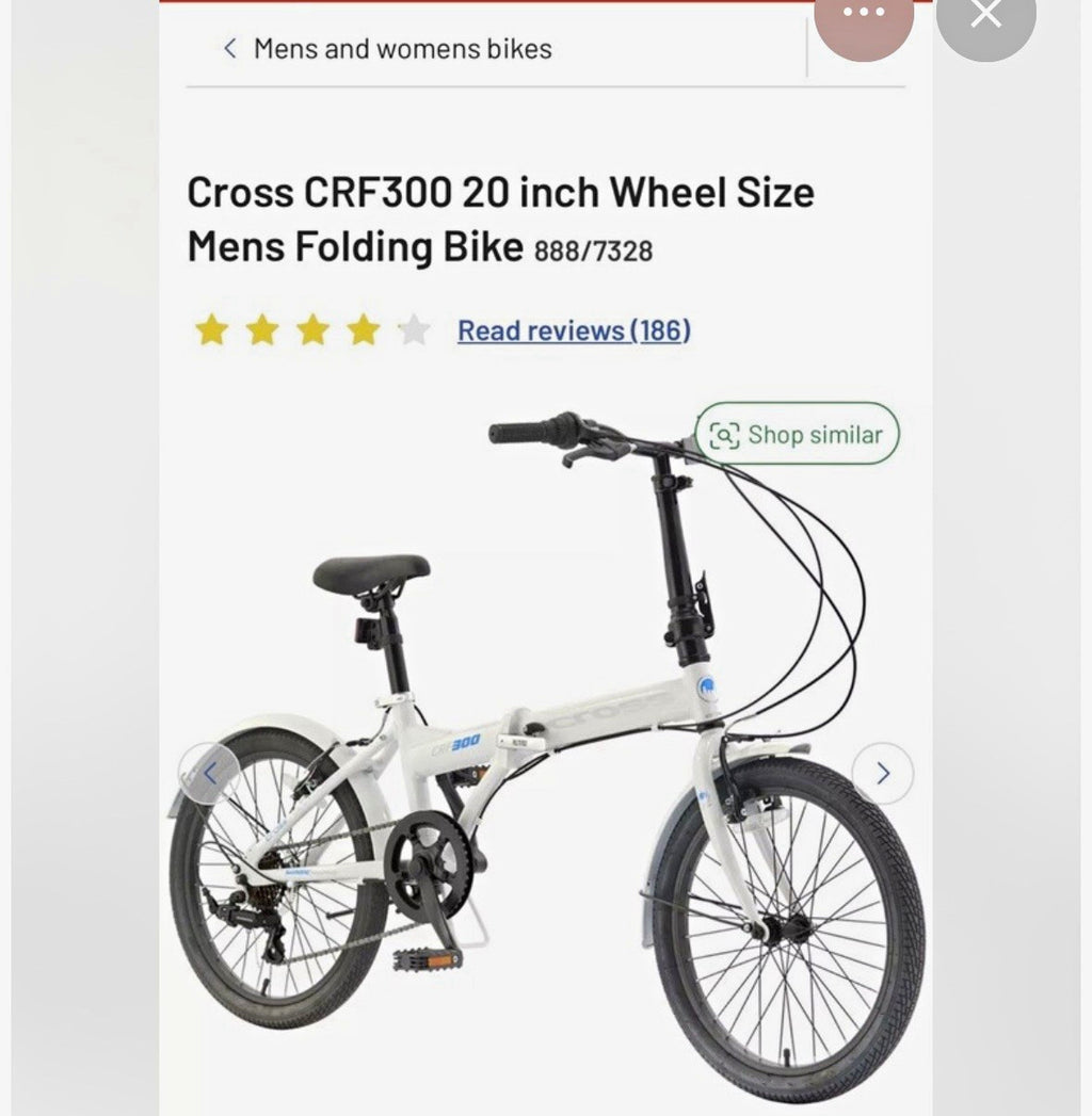 Cross CRF300 Men's 20in Folding Bike White/Black Mudguards Reflectors