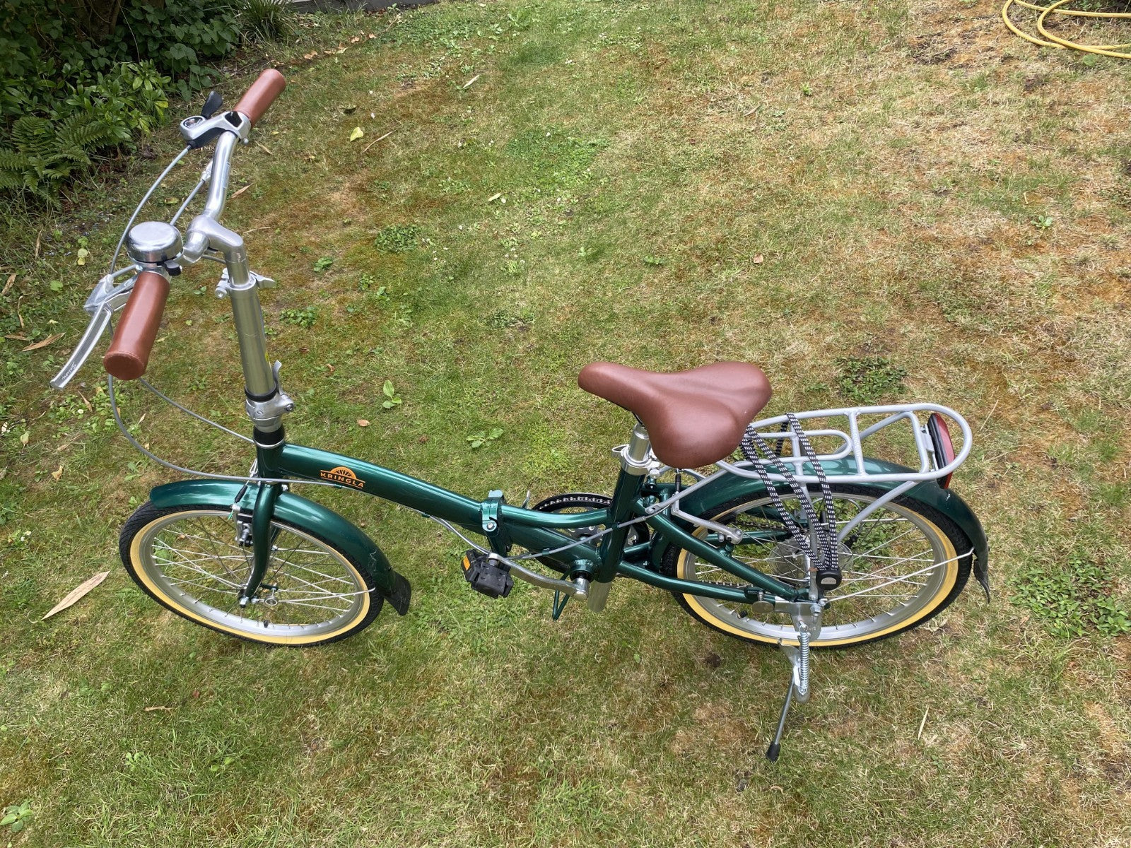 Green and Brown Kringla folding bike. Great Condition. Barely used.