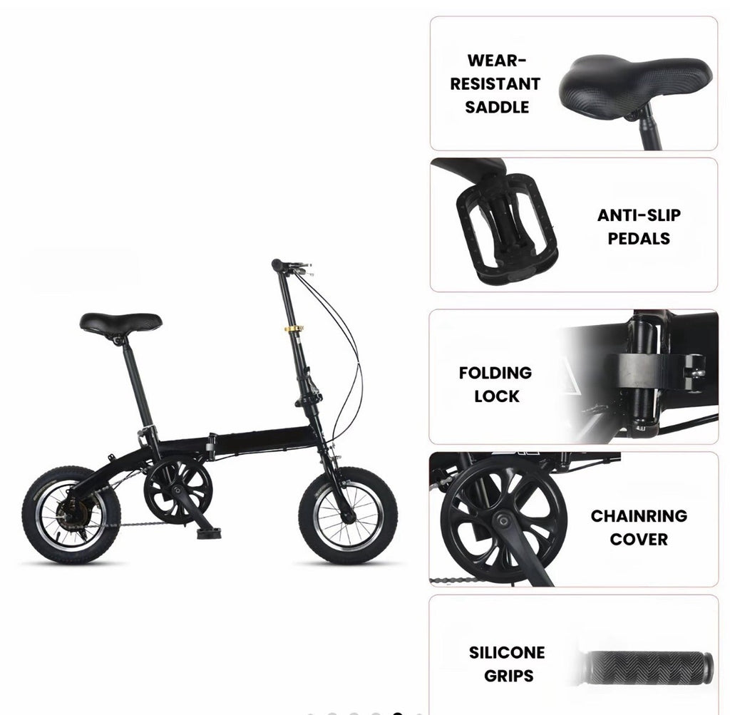 16 Inch Folding Bicycle with Dual Brakes, Adjustable Stem & Seat, Lightweight