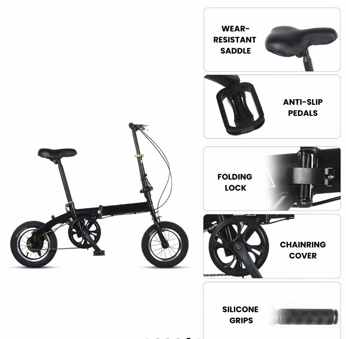 16 Inch Folding Bicycle with Dual Brakes, Adjustable Stem & Seat, Lightweight