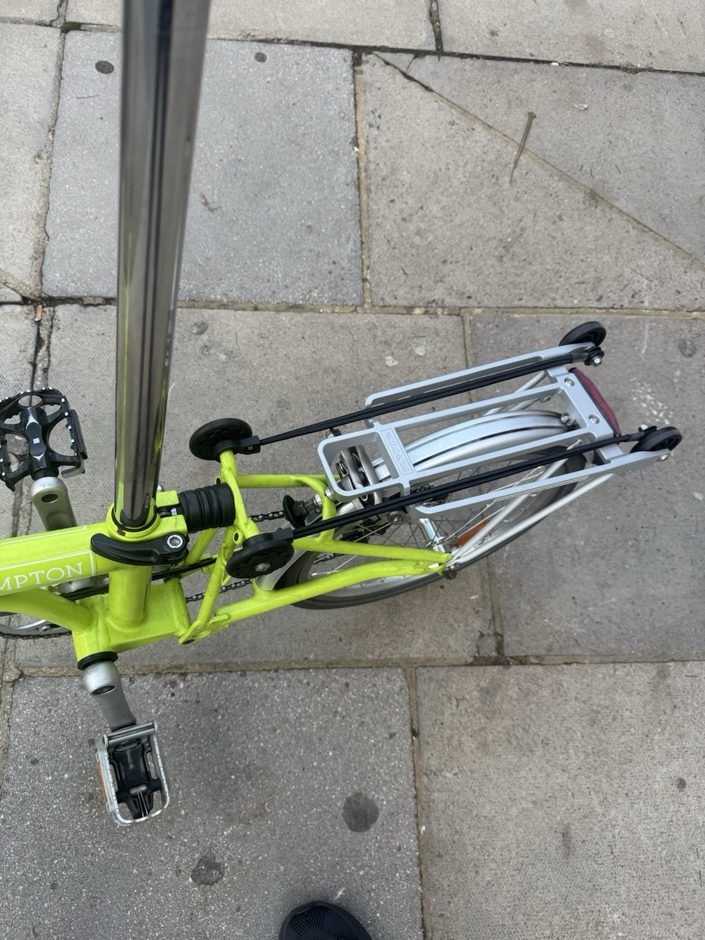 Brompton 2016 2-speed C Line Lime Green Folding Bike with original rear rack