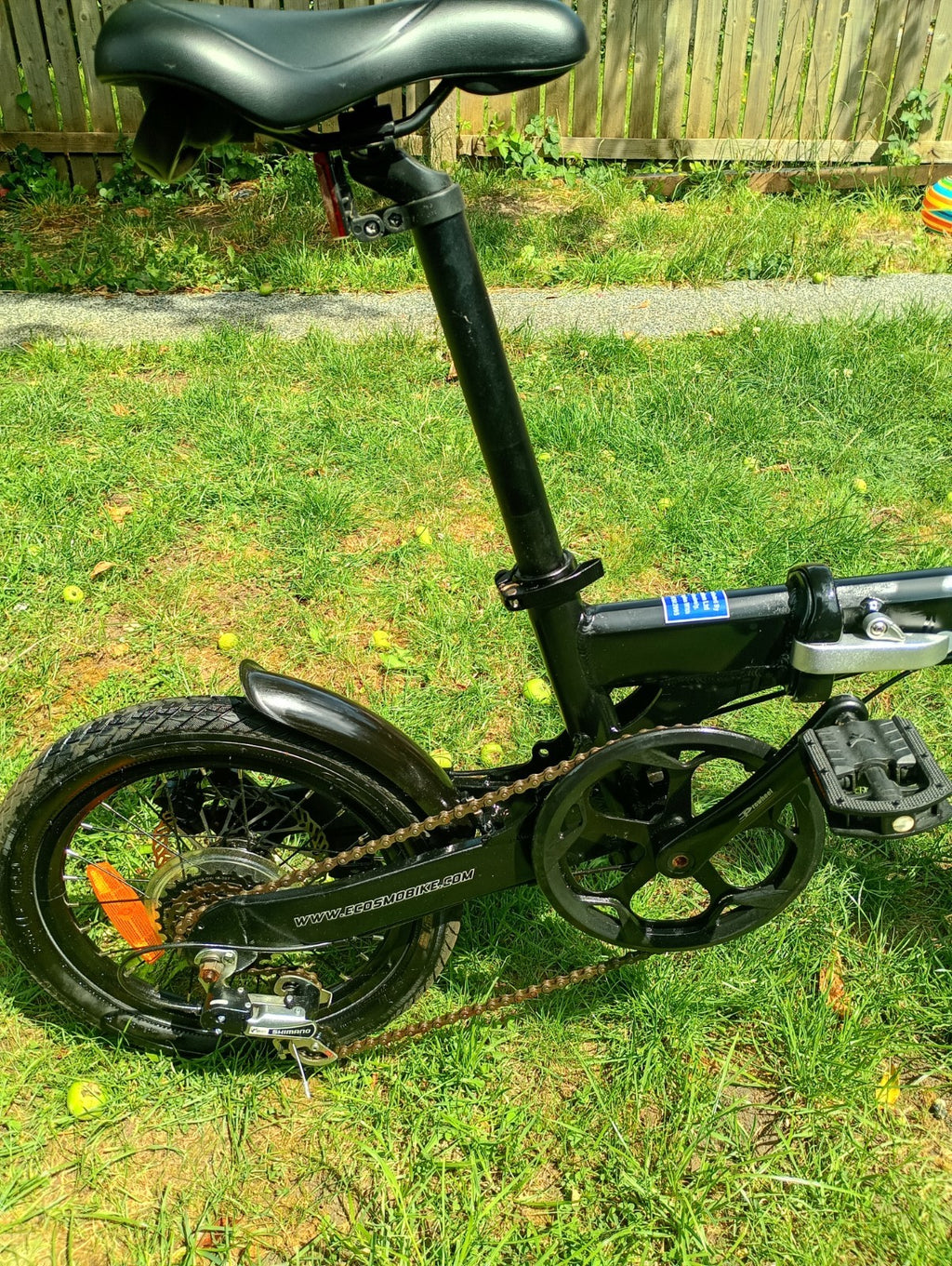 Folding Bicycle Ecosmo 16" Wheel Black Alloy 6SP Shimano Gear, DualDisc-16AF02BL