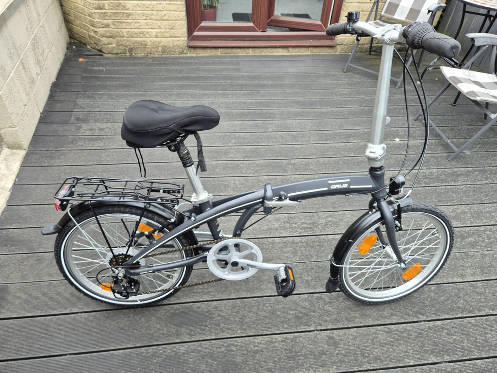ORUS 20in Folding Bike Grey 7-Speed Grip Shifter V-Brakes Rear Rack