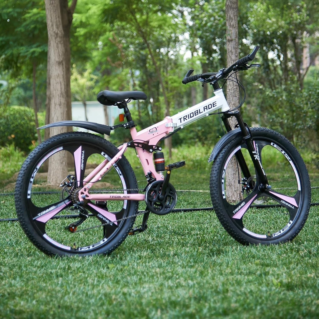 Foldable 26” Mountain Bike 21-Speed Dual Suspension Lightweight MTB