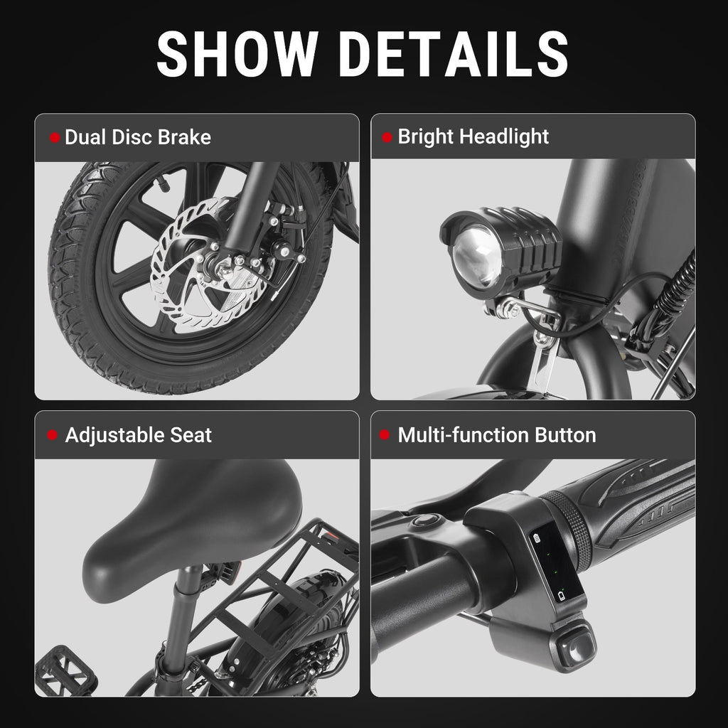 DYU C3-14MINI 14"Folding E- Bike Lightweight & Compact,Ideal for Urban Commuters