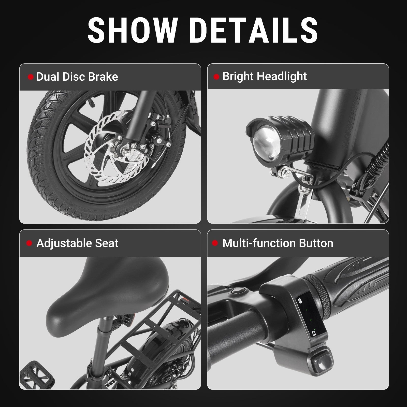 DYU C3-14MINI 14"Folding E- Bike Lightweight & Compact,Ideal for Urban Commuters