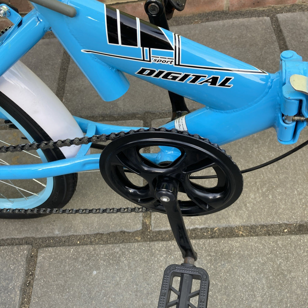 Digital Folding Blue Bike Carbon Steel 7 Speed Unisex Custom Design For UK
