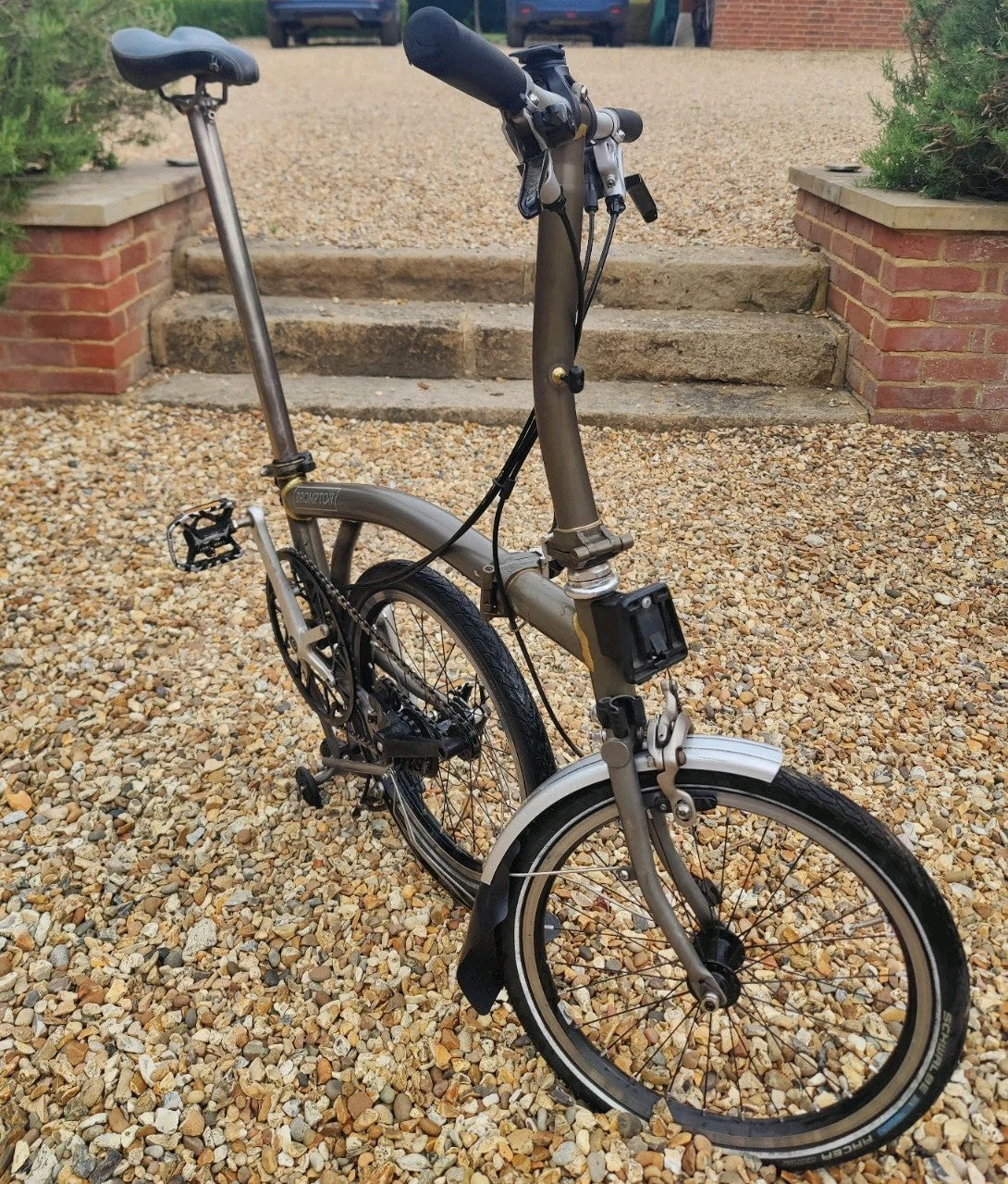 Brompton Folding Bike P-Line Super light (titanium fork / rear) in raw lacquer