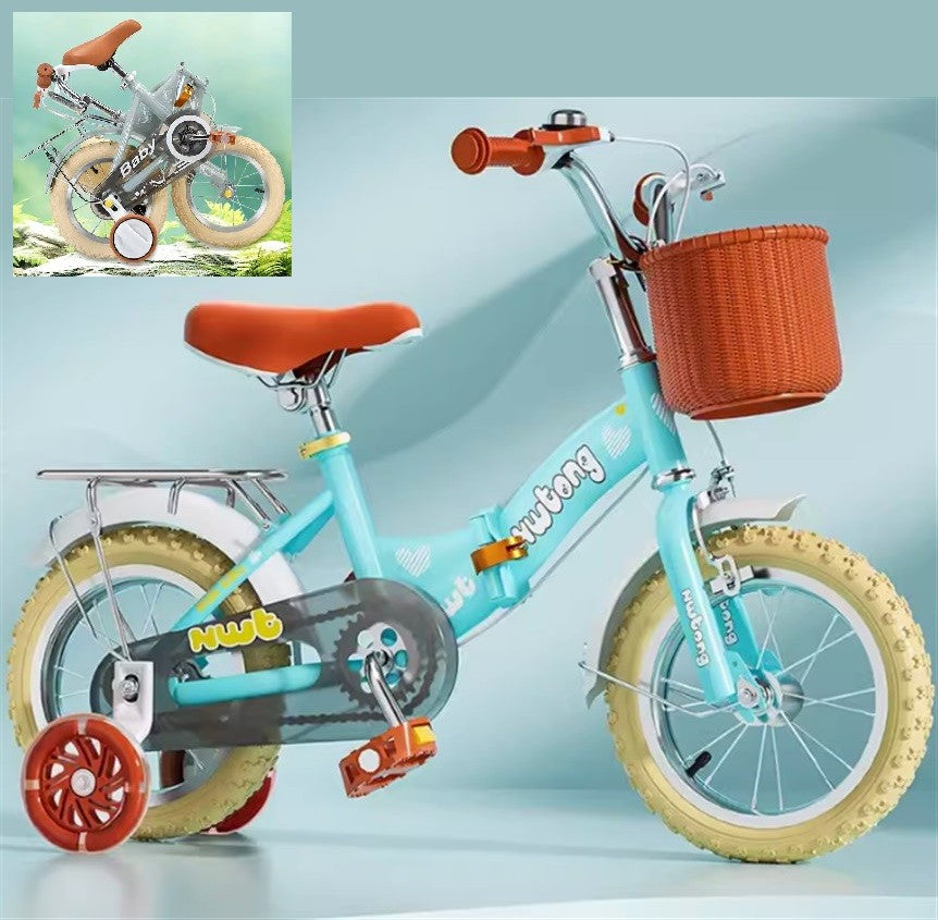 Unique Kids folding bike bicycle with removable Rack & Basket - 12/14/16/18 inch