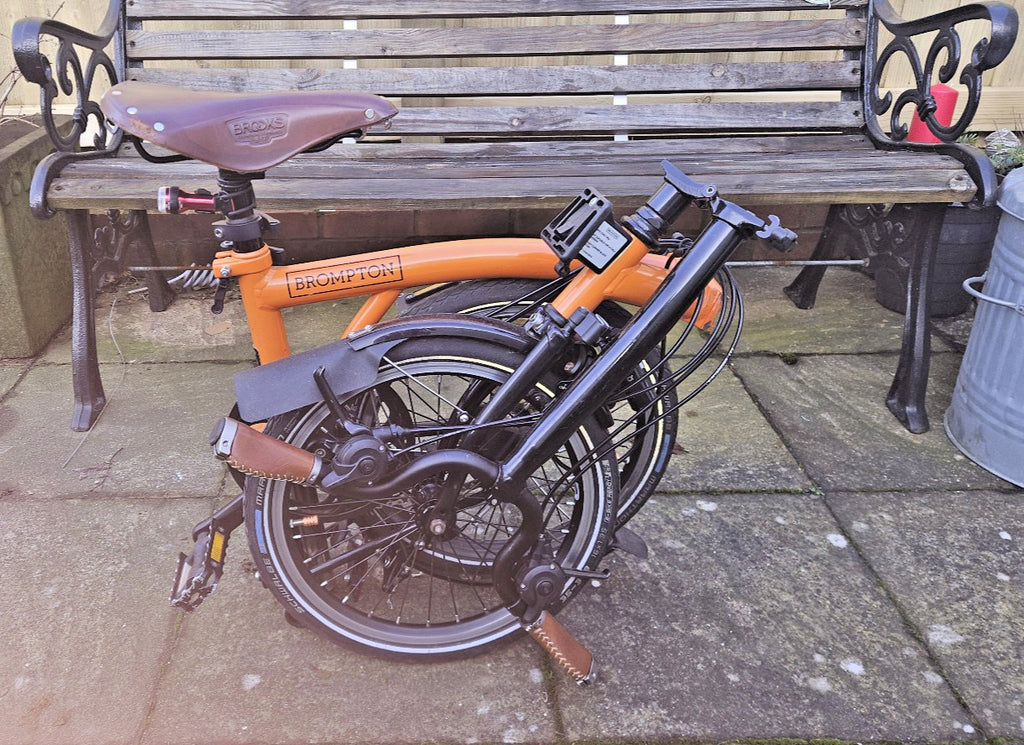 Brompton C Line H6L (6 Speed)  folding bicycle - rare Orange "Black Edition" mod