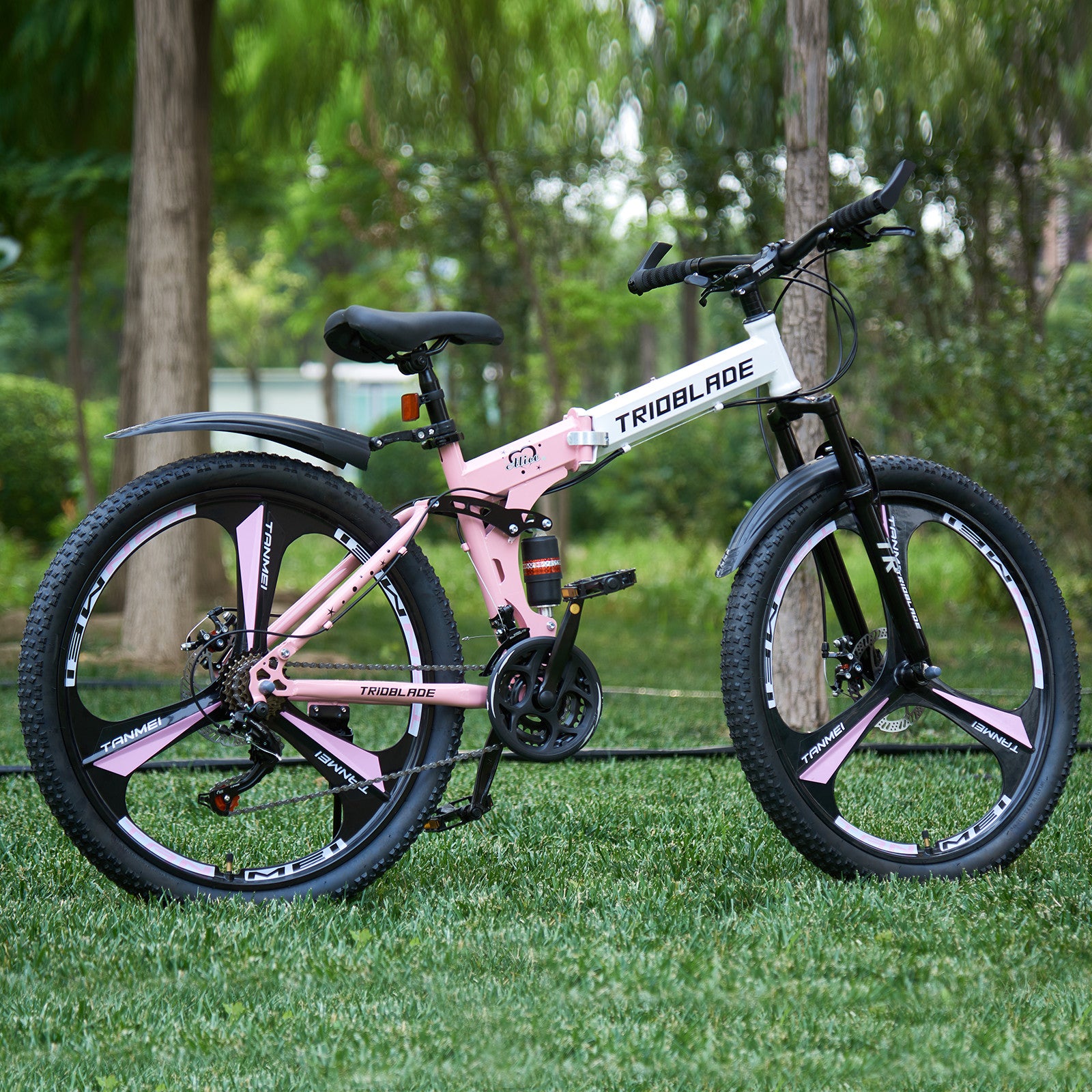 24/26 inch Folding Mountain Bike 21 Speed Full Suspension Bicycle For Men Women