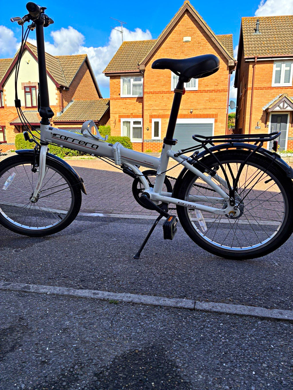 Carrera Transit Folding Bike 20 in 16" Aluminium White/Black Rack Mudguards