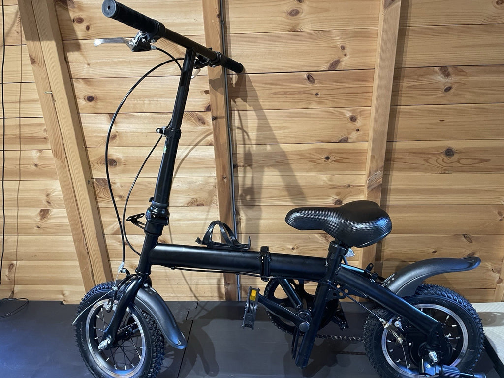 Black 16in Unisex Kids Folding Bike, BMX Bars, Adj Seat, Rim Brakes