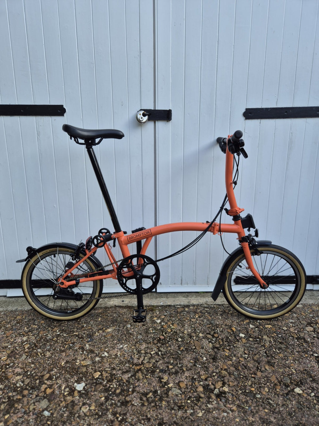 Brompton C Line Explore 6 Speed. FULLY SERVICED. Low Bar. Fire Coral Orange.
