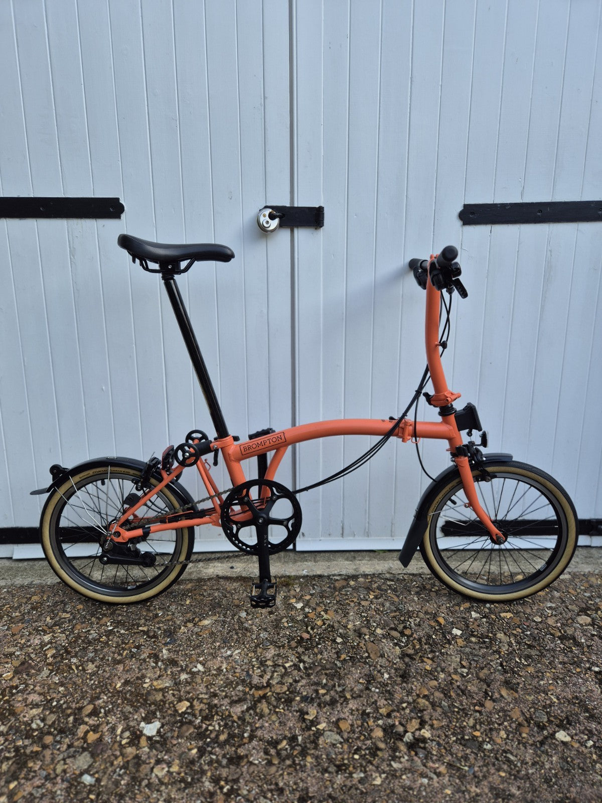 Brompton C Line Explore 6 Speed. FULLY SERVICED. Low Bar. Fire Coral Orange.