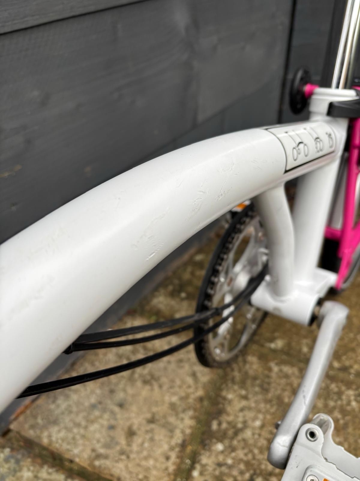 Brompton M3L Folding Bike 3 Speed White / Hot Pink