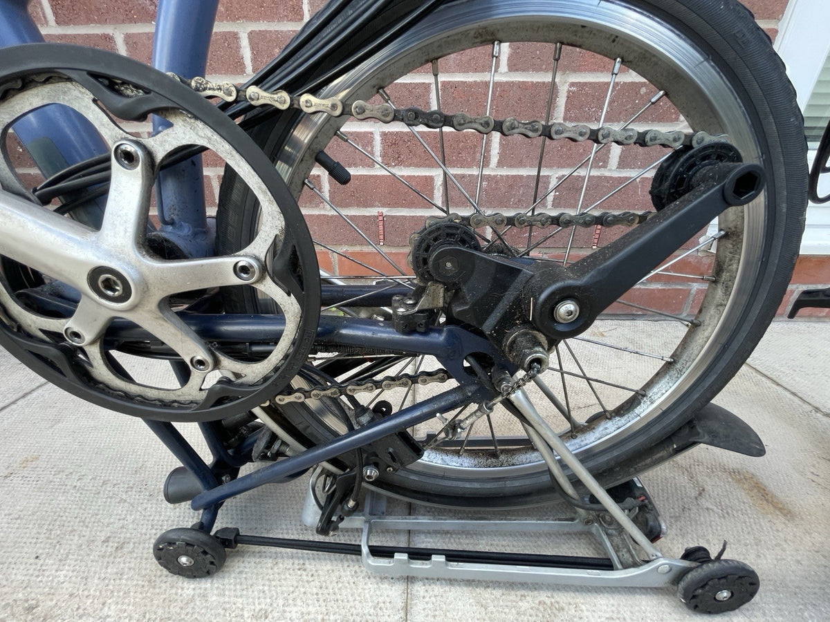 Brompton Folding Bike 16 in Blue with Mudguards, Side Pull Caliper Brakes