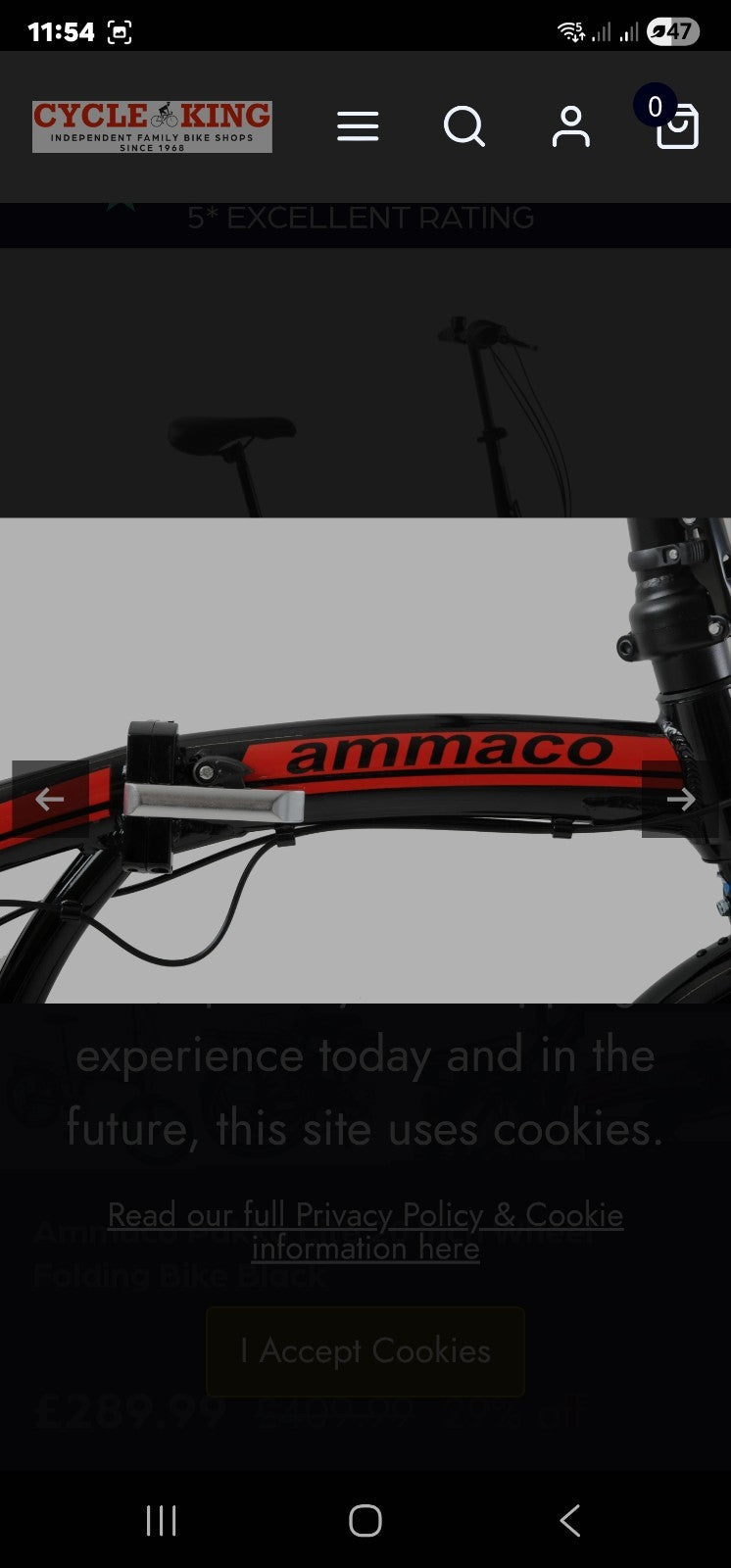 Ammaco Pakka Lite 20 Inch Wheel 6 Speed Alloy Folding Bike Silver