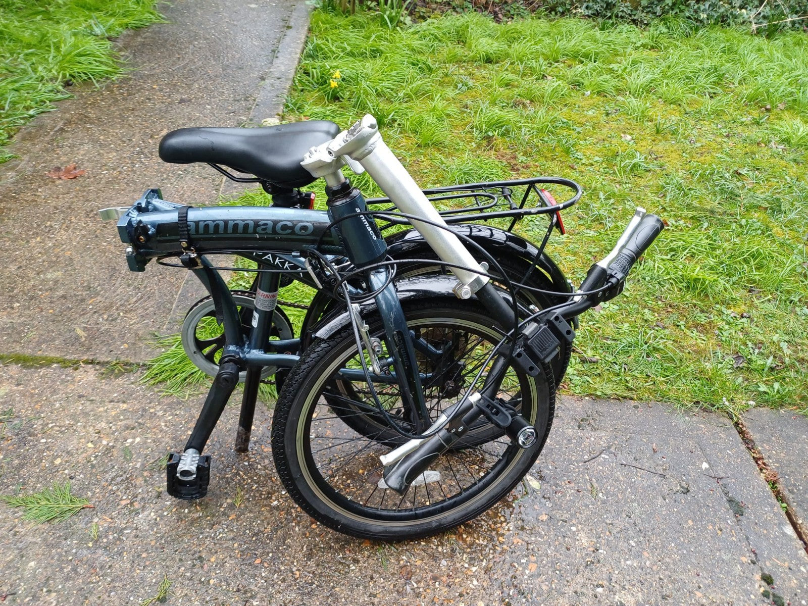 Ammaco Pakka Lite Folding Bike 20'' silver blue lightweight alloy folder