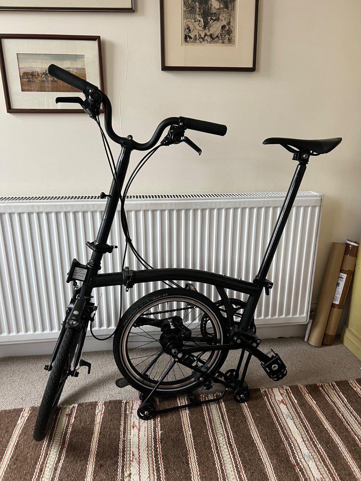 Bromptom P Line 12 speed Medium, high handle bar, roller rack, metallic black