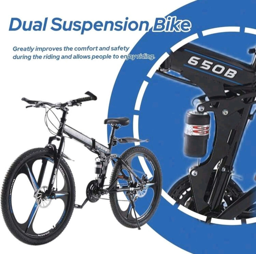 24"-27.5"Folding Mountain Bike 21Speed Full Suspension Bicycle For Men WomenGift