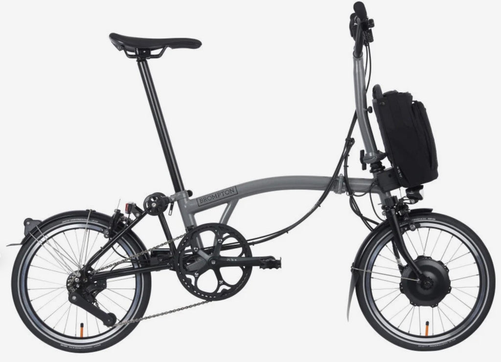 BROMPTON ELECTRIC P LINE 4 SPEED FOLDING BIKE IN GREY SPARKLE