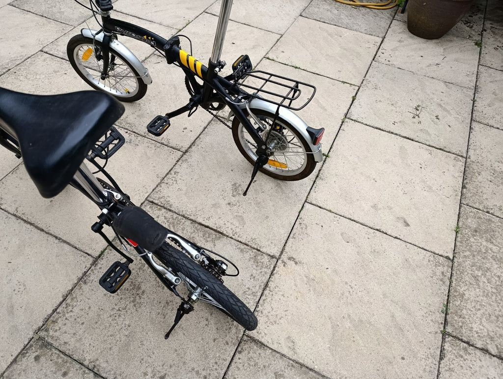2 Folding Bikes, 5 speed. 16 inch wheels. Used.