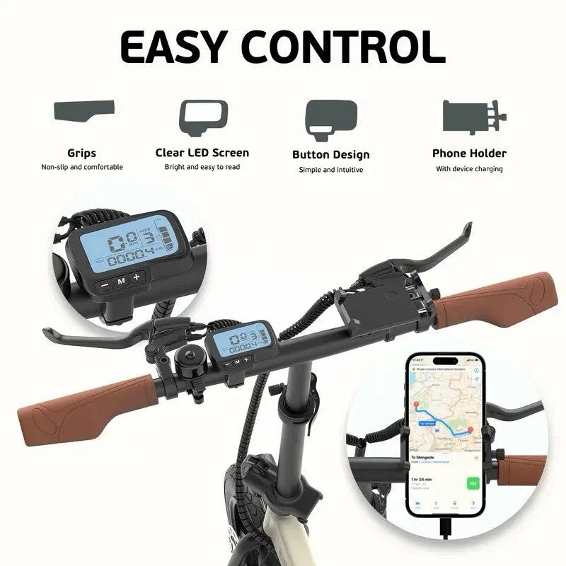 14" Portable Commuter Bike 50km 36V 9A Folding City Bike Full Disc-F200R LG