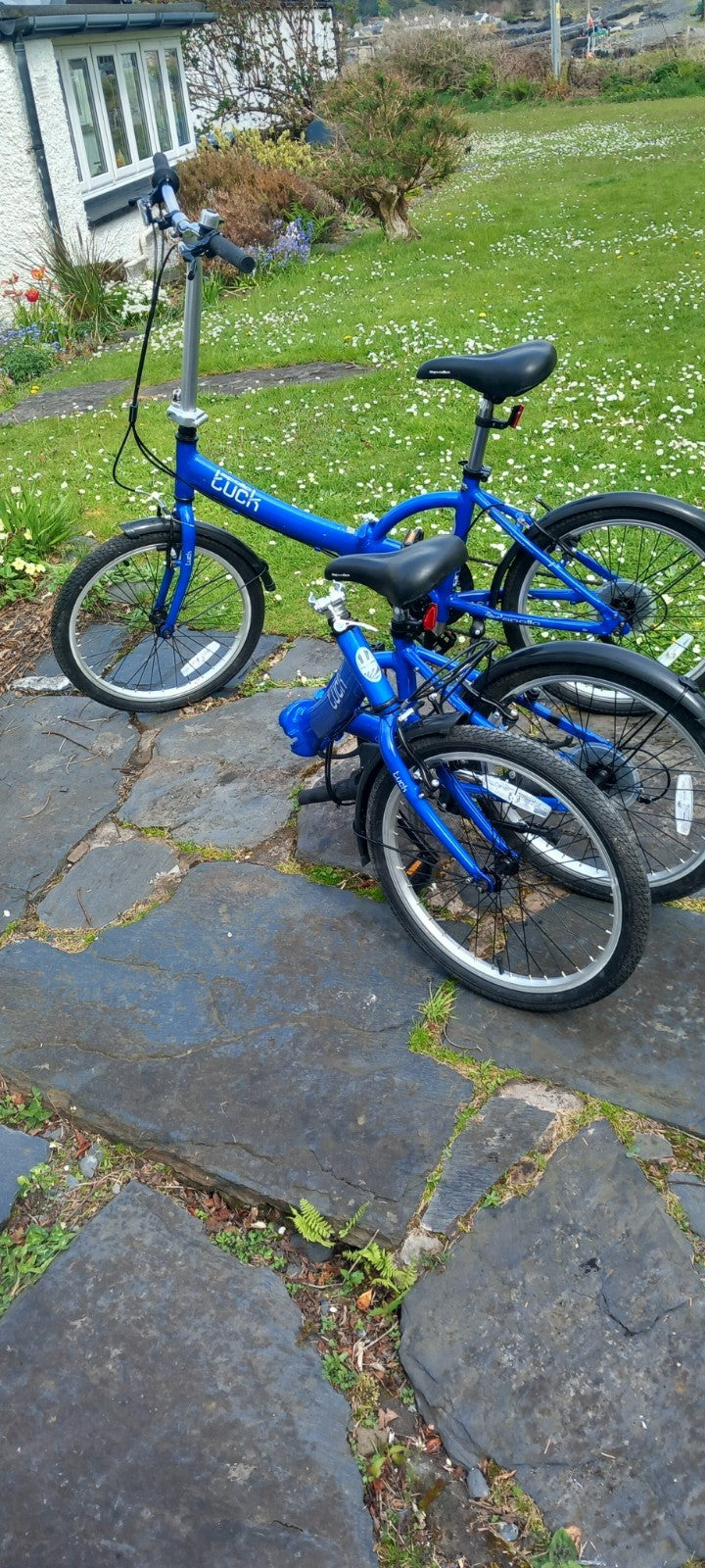Two  x     Apollo tuck Blue Folding Bikes  20in Wheels Steel Frame V-Brake