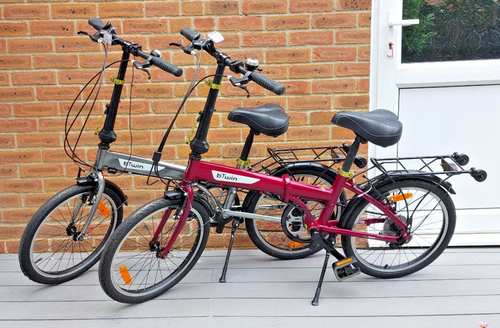 TWO b' Twin Hoptown 20 folding bikes in excellent condition. Made for Decathlon.