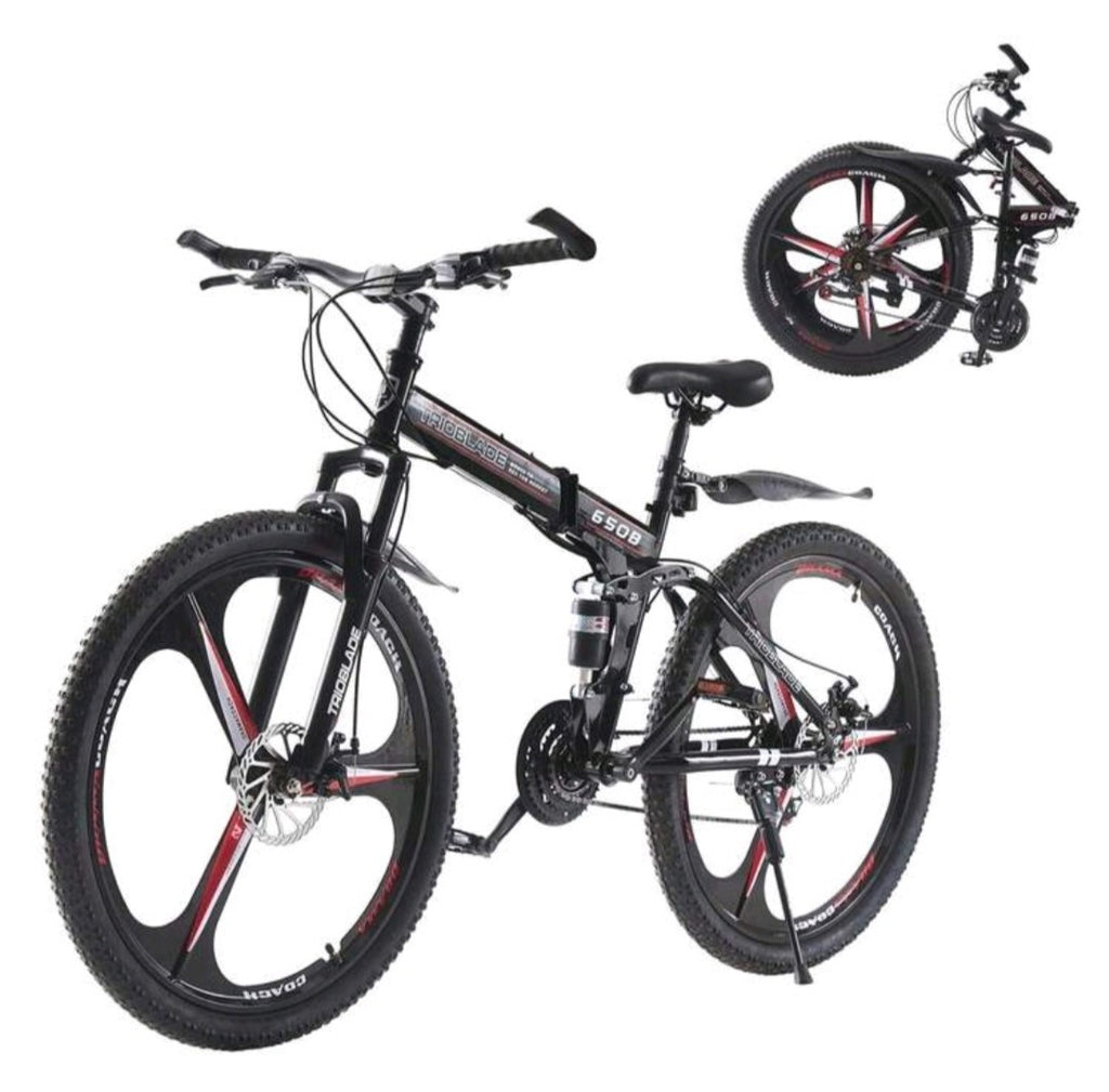 24"-27.5"Folding Mountain Bike 21Speed Full Suspension Bicycle For Men WomenGift