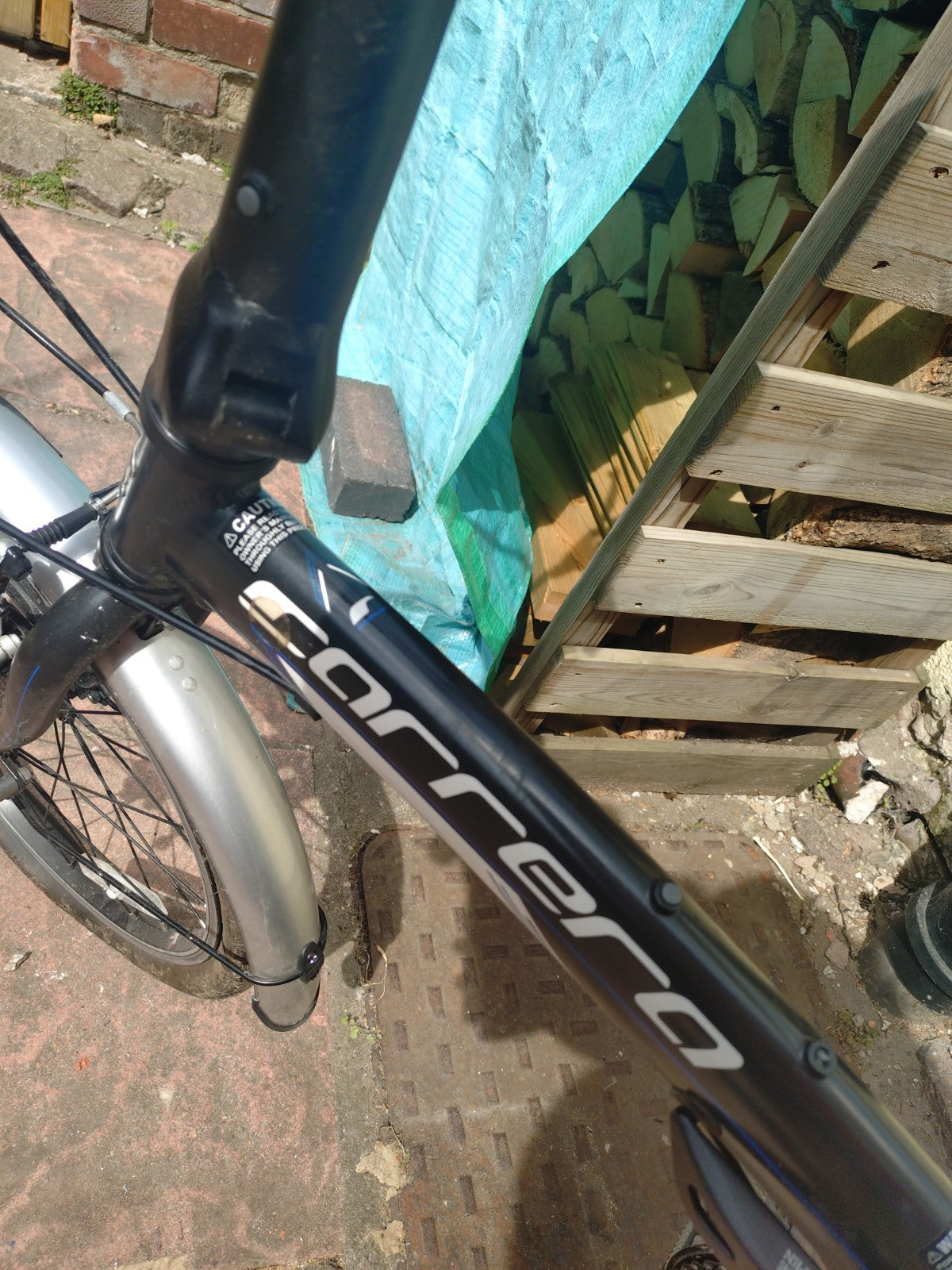 Carrera Transit Folding Bike 20in 8 Speed Black/Grey Rear Pannier Rack