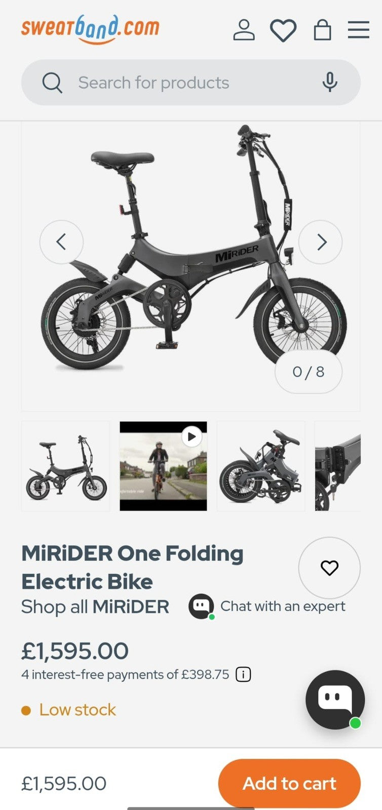 MiRider One Folding Cycle Orange, 16-inch Wheels , only 21 miles .