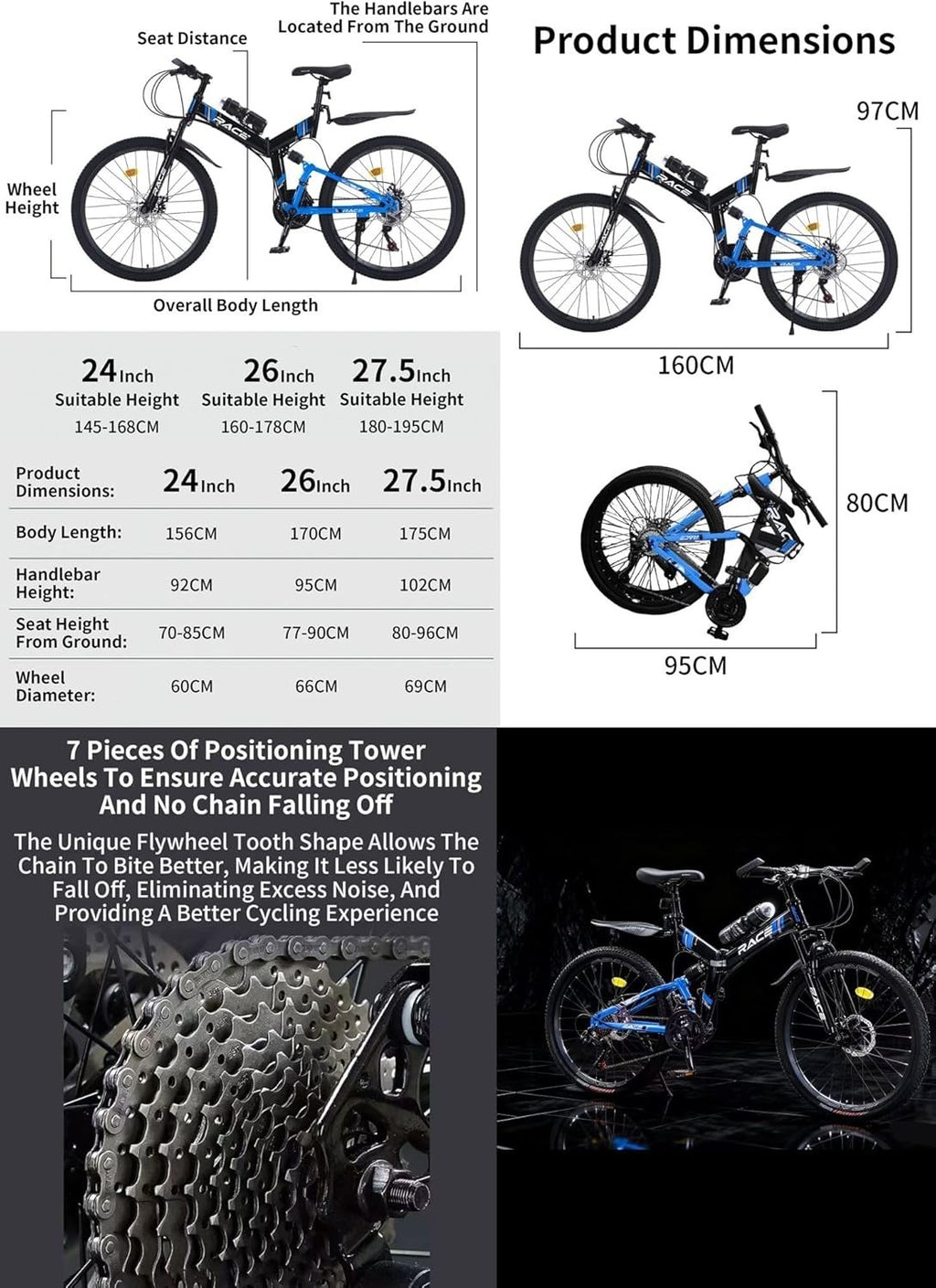 26", 27.5" Foldable Lightweight Adult Mountain Bike Urban & Trail Riding