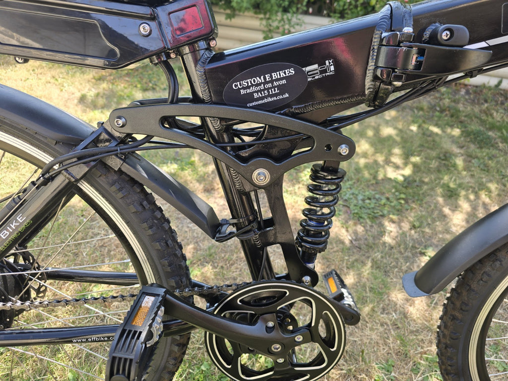 Folding Mountain Bike With Full Suspension. 250 watt, 25 to 35mile range