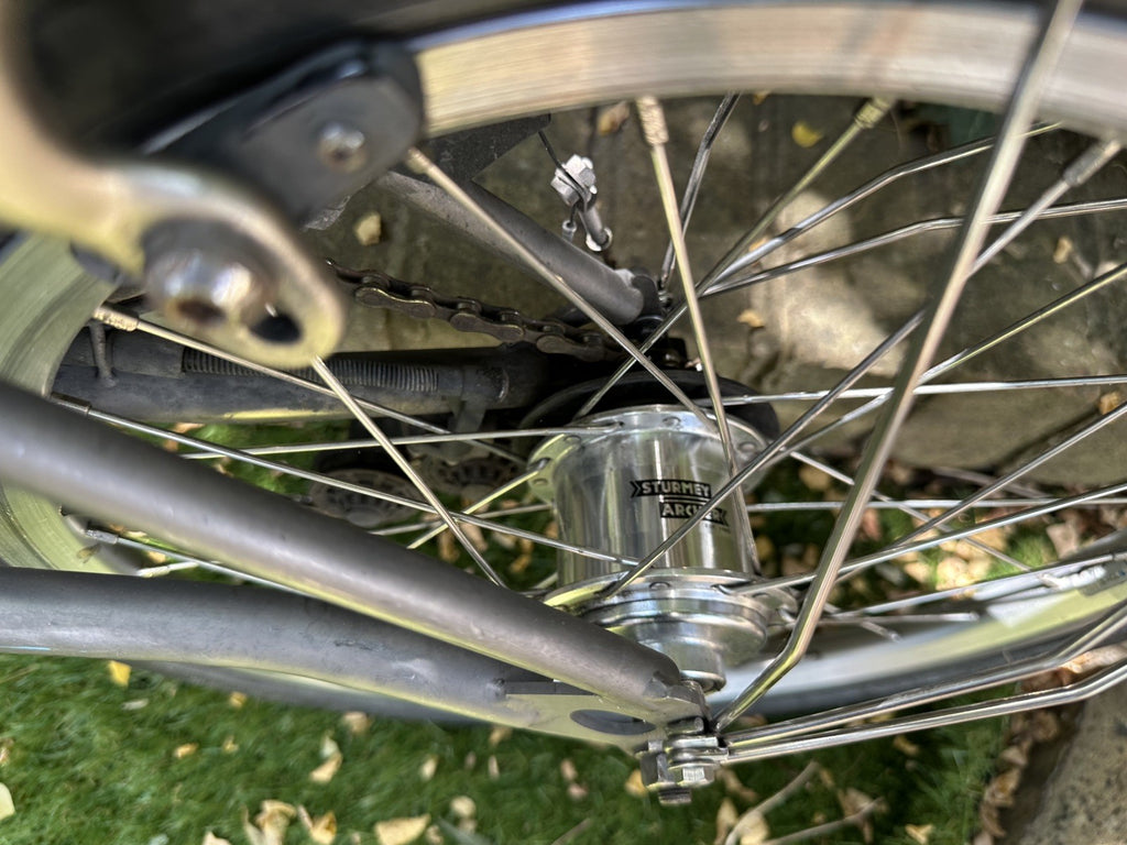 Brompton Folding Bike P-Line Super light Titanium 6 Speed in raw lacquer