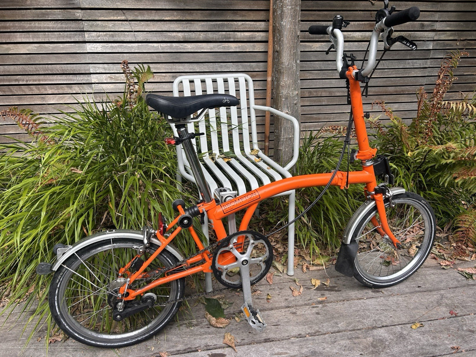 Brompton Orange 16in Folding Bike Hub Gears Mudguards Riser Bars Rim Brake