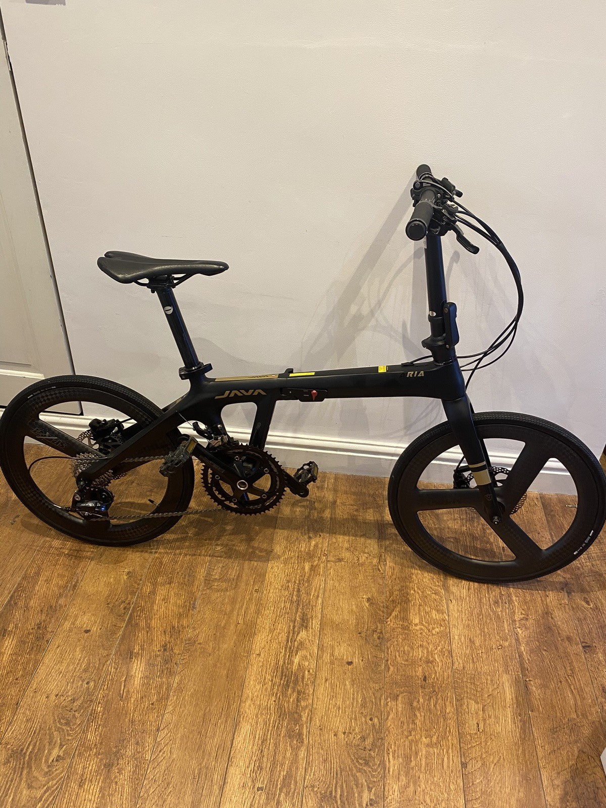 Carbon Fibre Unisex Folding Bicycle Java Matt Black Commuter Light Weight Bike