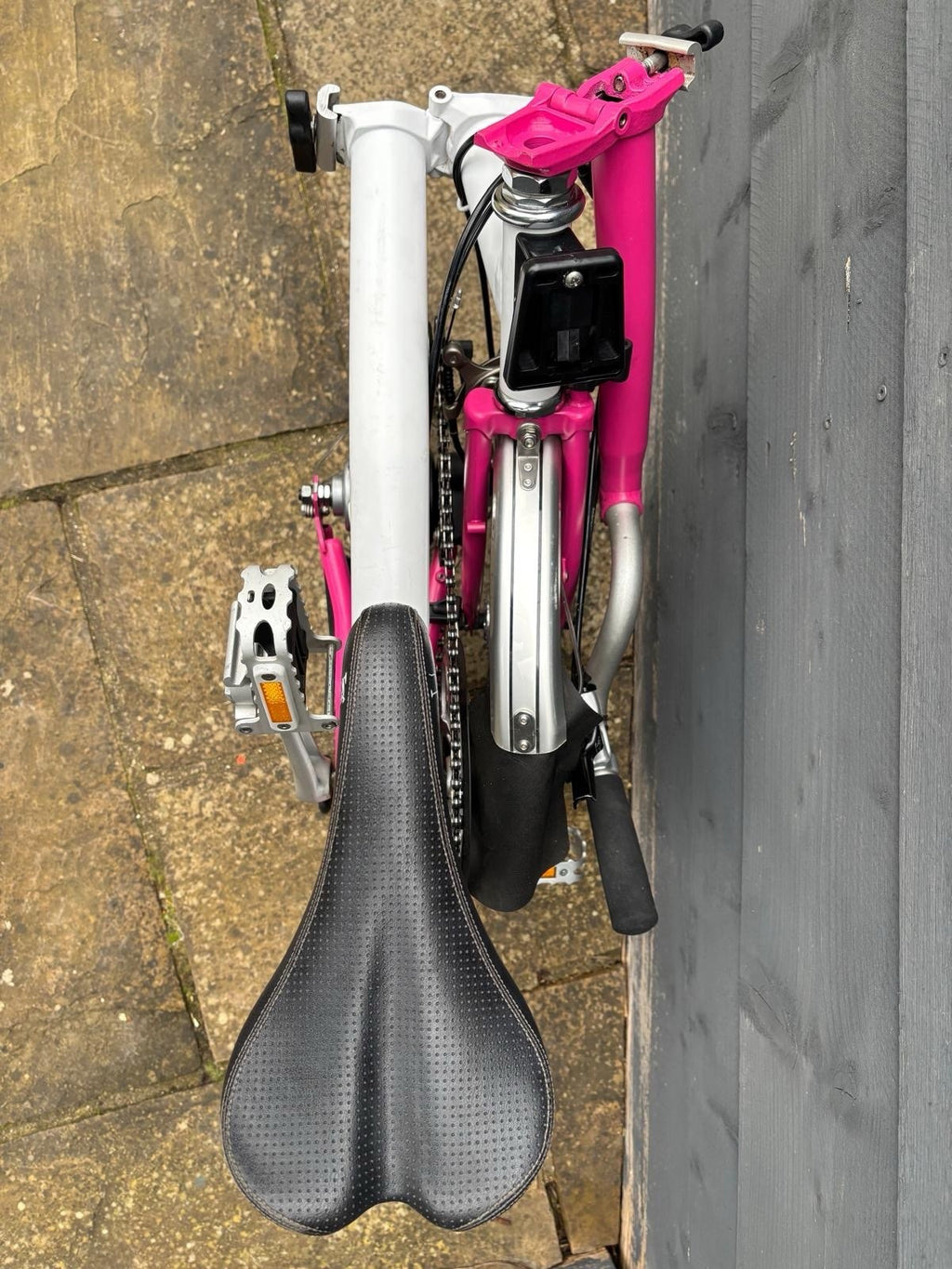 Brompton M3L Folding Bike 3 Speed White / Hot Pink