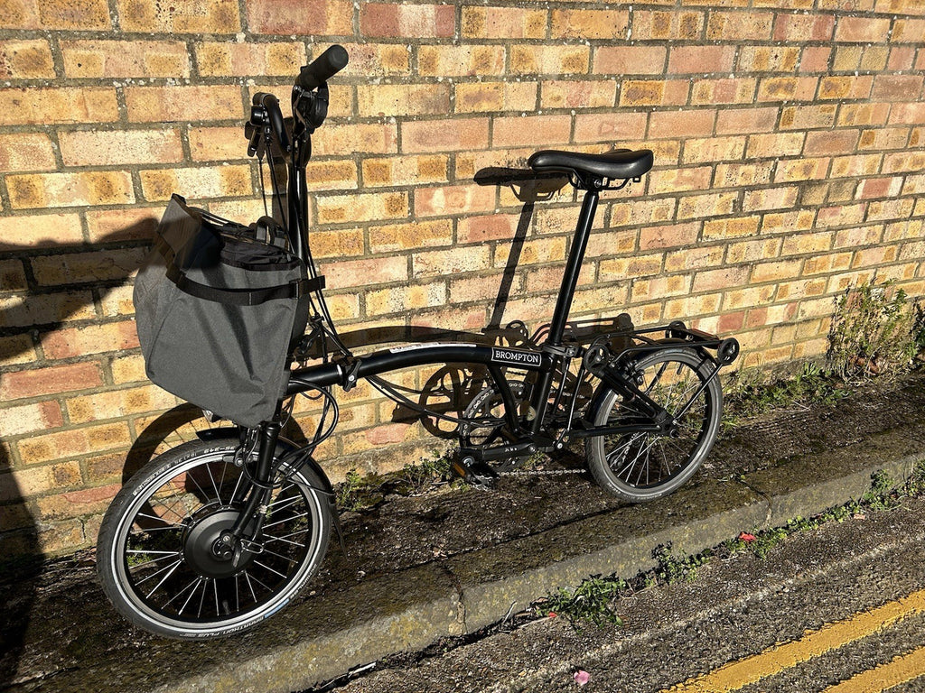 Brompton C Line E Folding Bike 2024 4 Speed Black Silver with rack and pump