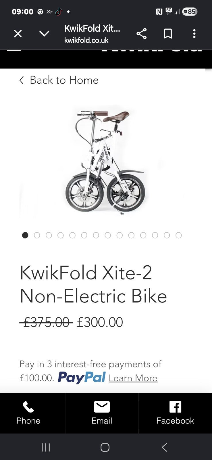 KwikFold Xite-2 16in Folding Bike Single Speed Mechanical Disc, Mudguards