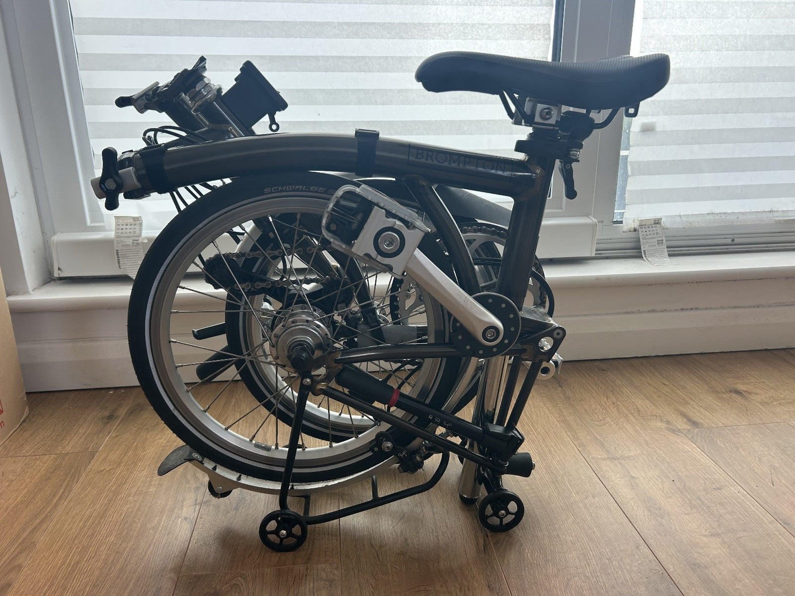 Used Brompton S6L Raw Lacquer 6 Speed Folding Bike with Rear Rack
