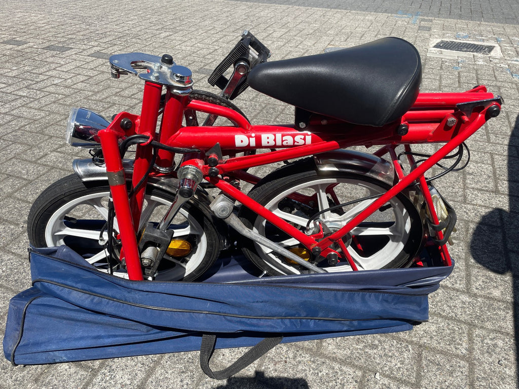 2 x Classic Di-Blasi Folding Bike Black 4 Spd Drum Brakes Nylon Wheel RED/BLACK