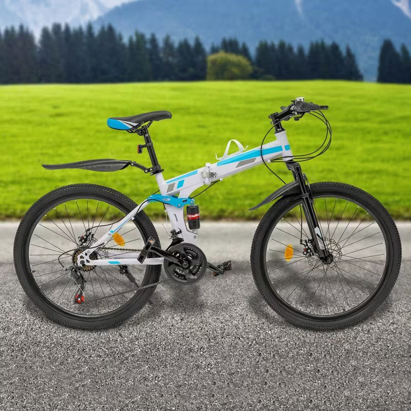 26in Folding Mountain Bike 21 Speed Men Bike MTB Bicycle School Dual Disc Brake