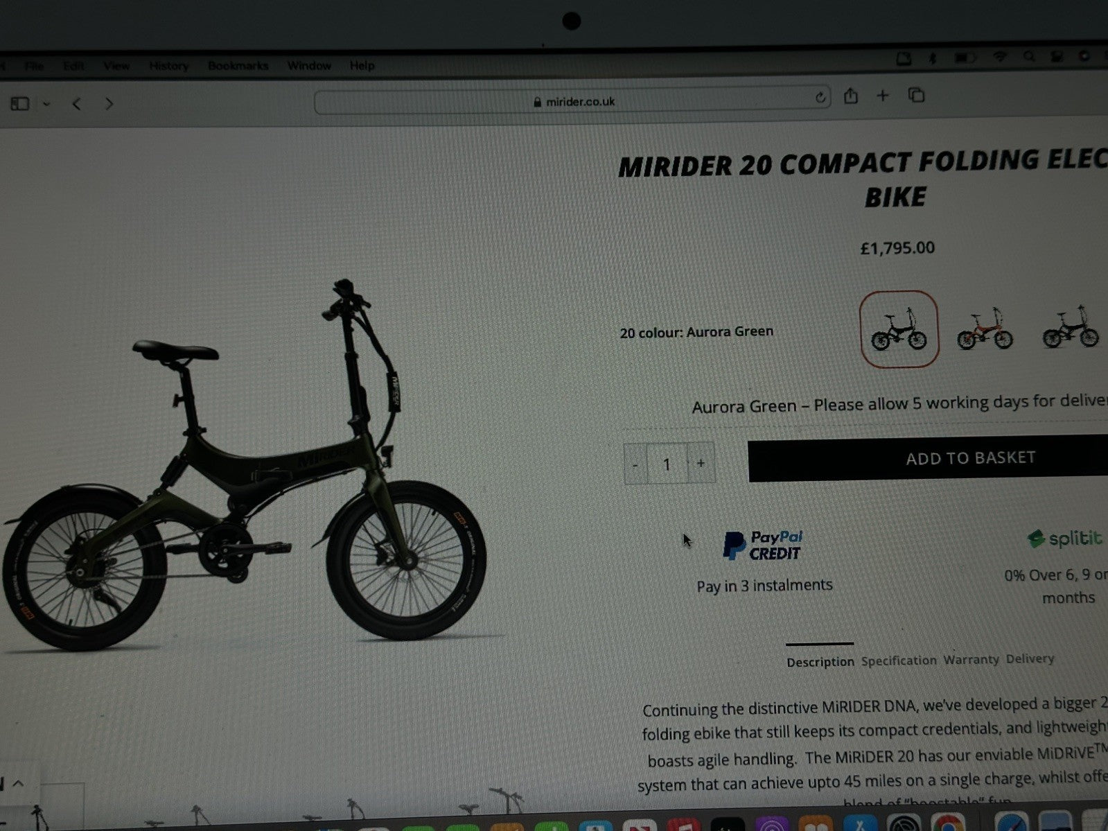 Mirider folding Bike, Used Very Good Condition.