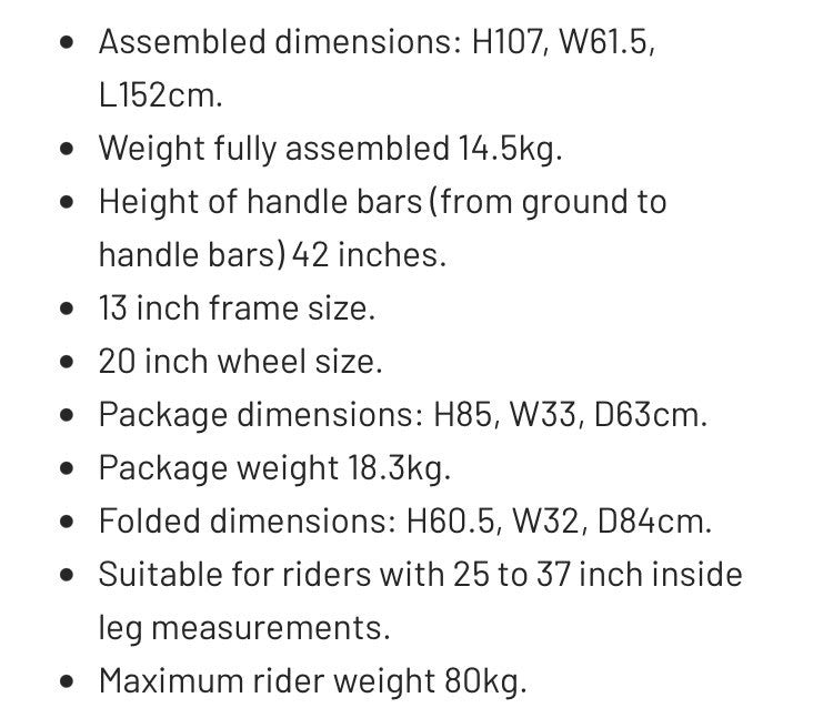 Challenge Holborn Folding Bicycle Black 20in Wheels Camping Commuting Bike New
