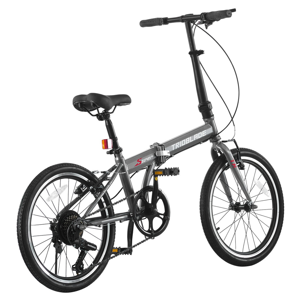 20Inch Folding Bike Adults Adjustable 7 Speed Bicycle Foldable City Bicycle Grey