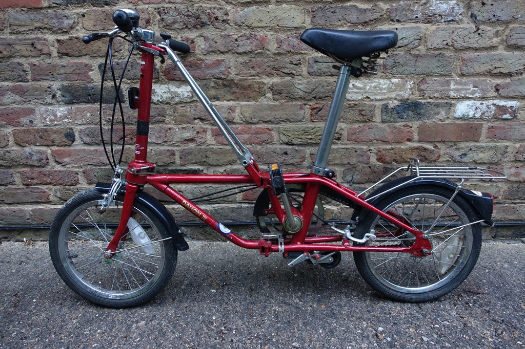 Pair Vintage DAHON III Folding Bikes E203 3-Speed Retro Red Camper Caravan Boat