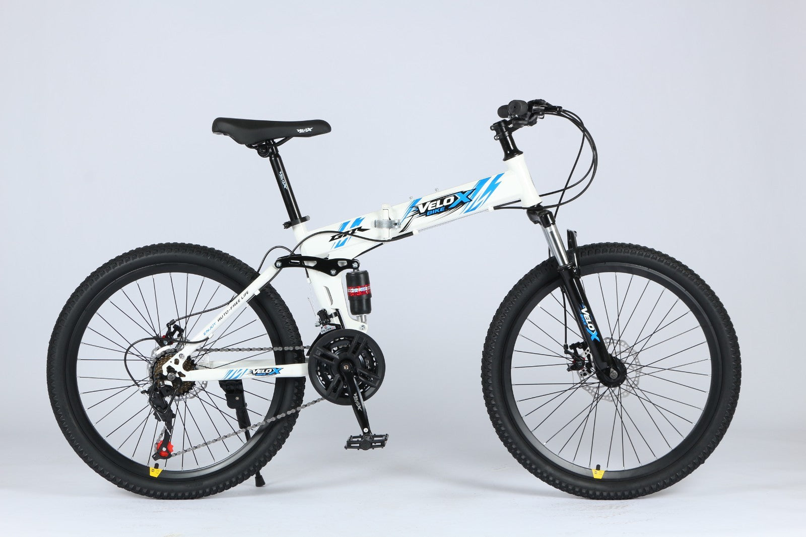 24"/26" Folding Mountain Bike – Full Suspension, Disc Brakes, Lightweight Frame
