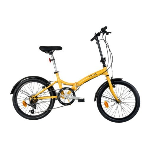 YOAC Folding Bike Steel Bicycle 6 Speed 12in Frame, 20in Wheel - Gold